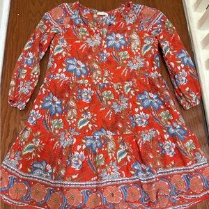 Velvet by‎ Graham & Spencer Red and Blue Floral boho mini Dress size small